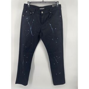 JeanEtix Paint Splatter Jeans Mens 34 Black Artistic Streetwear Urban Edgy NWT